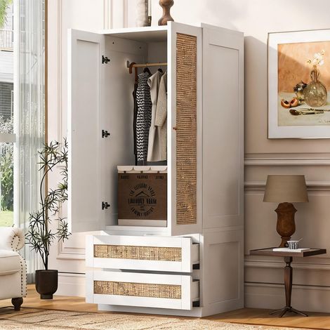 Commode coloris blanc en bois 70 x 55 x 170 cm (1/5)