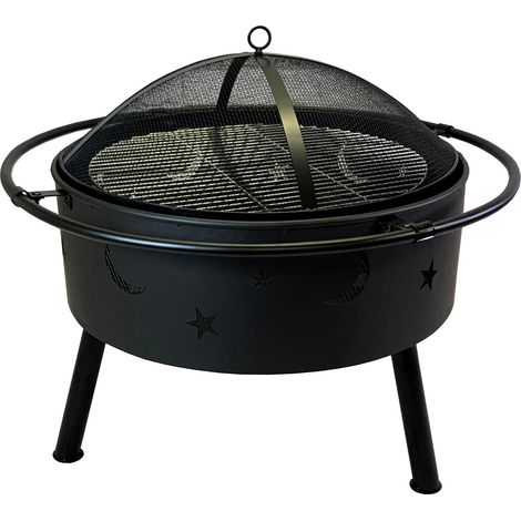 Star and Moon Fire Bowl with Grill, Safety Guard and Poker (1/5)