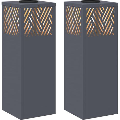 vidaXL Solar LED Pathway Light 2 pcs Anthracite Cold Rolled Steel