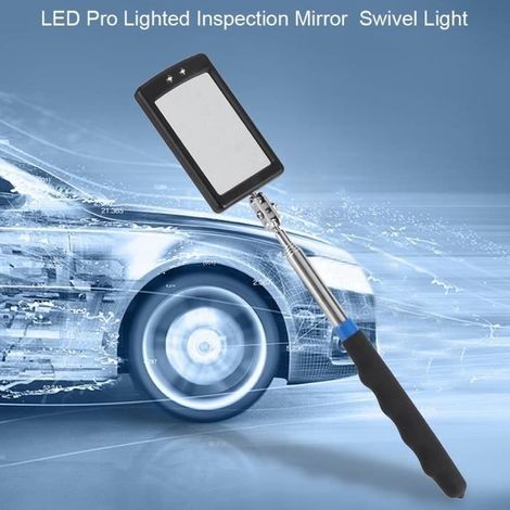 Miroir d'inspection télescopique avec 2 lumières LED et rotation 360° (1/4)
