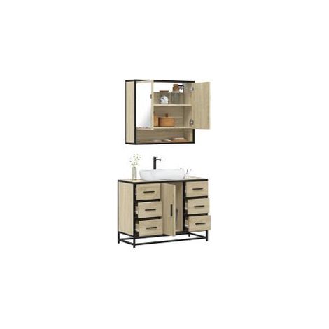 Ensemble de meubles de salle de bain 2 pcs chêne sonoma (1/5)