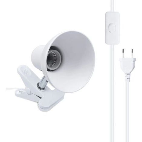 Porte Lampe de Table Lampe de Bureau à Pince Rotation de 360 Degrés Support Douille Ampoule e27 Base de Lampe avec Fil de Commutateur Tortue Terrestre Aquarium(Blanc) (1/5)