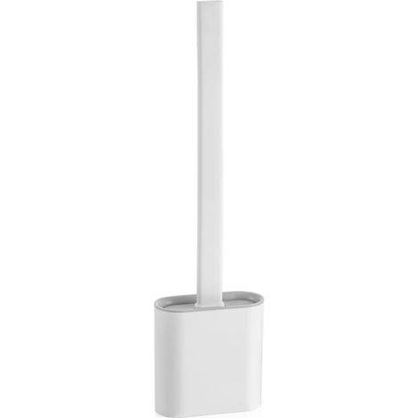 Escobilla de baño de silicona de 36,5 x 6,5 cm de pie, color blanco mate