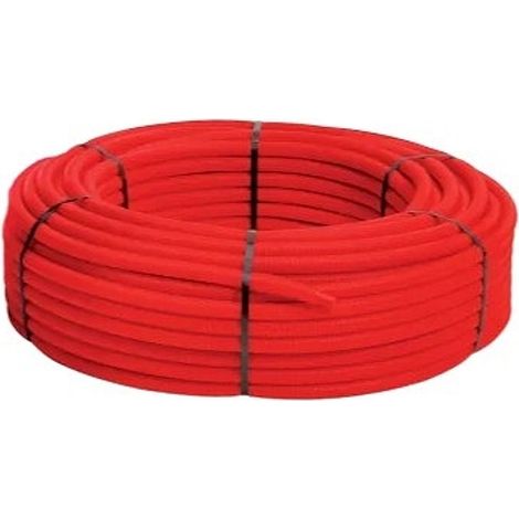 Tube PER pré-gainé rouge Ø25 - couronne de 50m
