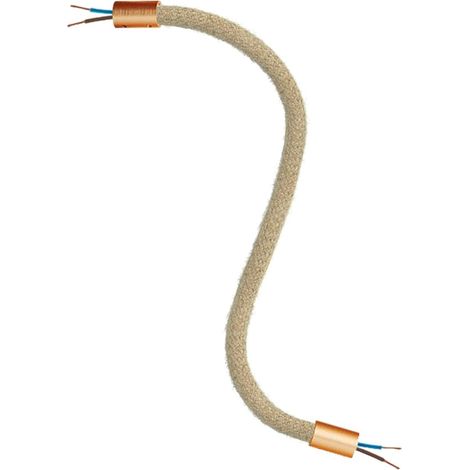 creative cables - Kit Creative Flex tubo flessibile di estensione rivestito in juta RN06 Neutro con terminali metallici - 30 cm, Rame satinato