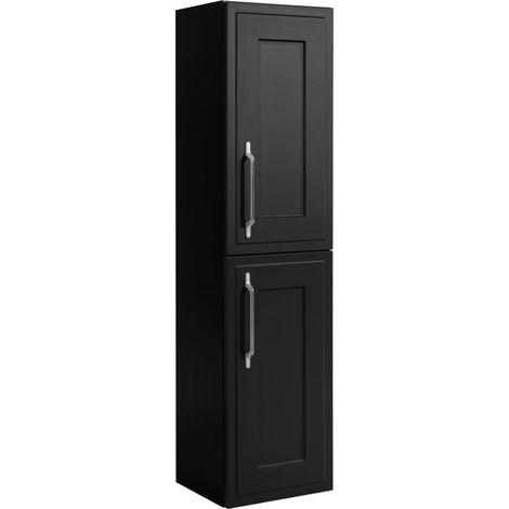 Mobiletto da bagno, nero, 35 x 136 x 27 cm, maniglia argento (1/5)