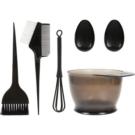 Kamm, Bürste, Schale zum Haarefärben, Bleichmittel, Friseur-Farbset, Färbezubehör, Schale, Ohrstöpsel, Farbmischer – schwarz (1/5)
