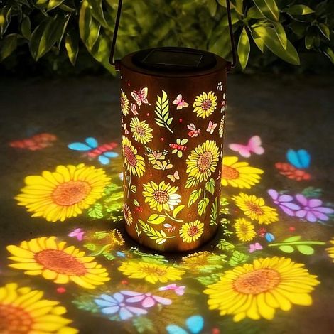 Bunte Solar Hängelaternen wasserdicht Sonnenblumen Design LED für die Dekoration von Garten, Terrasse, Rasen und Veranda (1/5)