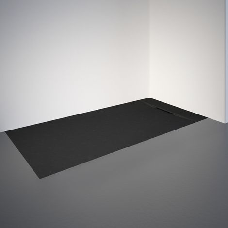 Schulte – Receveur de douche à poser 70 x 160 cm – Effet pierre anthracite – Ultra léger et recoupable – Surface antibactérienne et hydrofuge