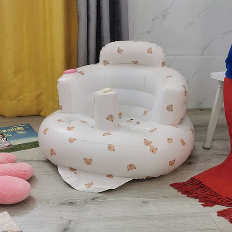 Chaise gonflable pour bébé, portable, pliable, imprimée, étanche, douce, canapé de douche pour l'apprentissage des tout-petits et des enfants, motif ours. (1/3)