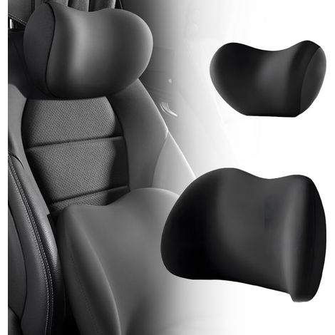 Coussin d'appui lombaire et d'appui lombaire de voiture, oreiller de soutien lombaire de voiture et kit d'oreiller de cou de voiture, pour soulager la douleur lombaire du cou, noir