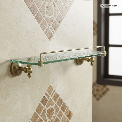 PaulGurkes Étagère en verre pour salle de bain Nostalgie Bronze Laiton Rétro (1/5)
