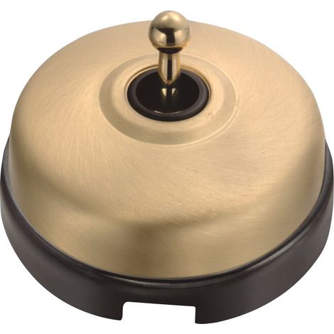 DIMBLER - Interrupteur Va & Vient Porcelaine Noire Coque Dorée Satinée Réf. 60308743 (1/2)