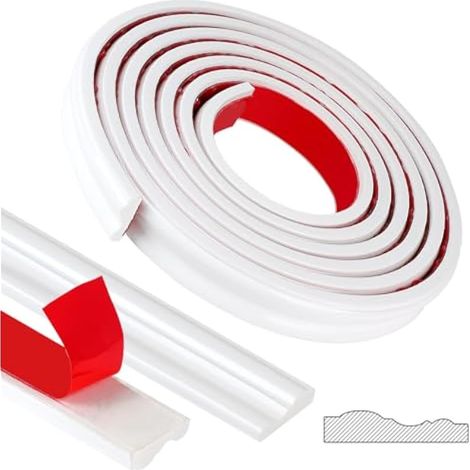 3 Mètres Moulure Flexible Auto-Adhésive de 32 mm de Large Moulure PVC Décorative Souple Murale Adhesive pour Bricolage Miroir Porte Armoire, Blanc, Modèle YT155 (1/5)