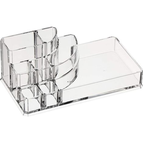Organisateur Maquillage - Acrylique Transparent - Pour Cosmétiques et Pinceaux - Modèle Carré Petit - 1 Pièce (1/5)