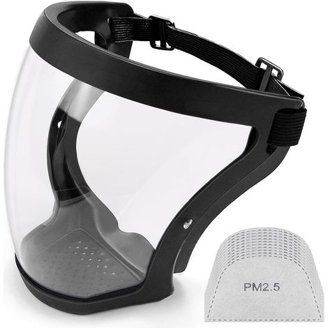Face Mask Full Face Protection Adults Anti-fog, transparent plastic with adjustable band