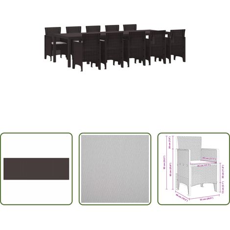 Terrassensitz - Garten Essgruppe 11 pcs Braun und Hellgrau Poly Rattan (1/5)