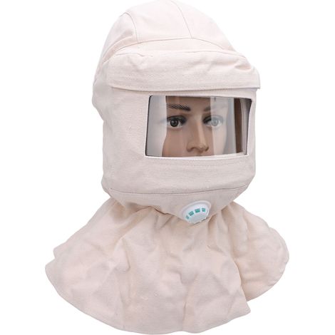 Cagoule de sablage robuste en toile anti-poussière et ventilée, idéale pour la peinture, la découpe de pierre, la décoration et le meulage. (1/5)