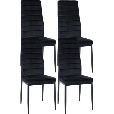 Conjunto de 4 sillas de comedor de diseño sencillo en tejido de terciopelo con costuras negras y estructura de metal negro CDS10405 (1/5)
