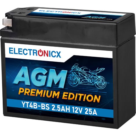 Electronicx YT4B AGM Motorradbatterie – 12V 2,3Ah, wartungsfrei, langlebig, hohe Startleistung - Premium Batterie 12V Wartungsfrei - Versand DE
