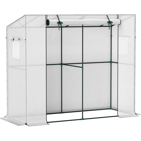 Gain de place au balcon, serre à tomates adossée avec 2 fenêtres, bâche anti-UV et porte enroulable (1/5)
