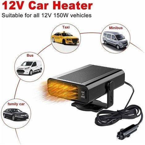 2-in-1 Autoheizung 12V 150W Tragbarer Auto-Entfroster und -Entfeuchter 360° drehbarer Auto-Windschutzscheiben-Entfroster mit Zigarettenanzünderstecker Guazhun (1/3)