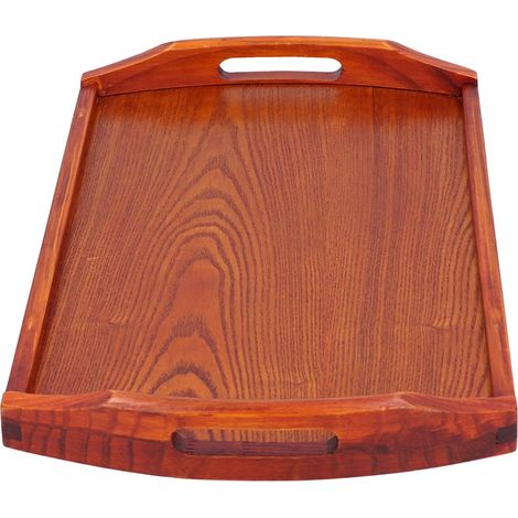 Plateau en Bois avec Poignées, Plateau de Service, Bois et MDF 17,7 X 10,6 X 1,8 Pouces, Alimentaire Rectangulaire pour Le Petit-déjeuner, Le Dîner, Le thé, Les Collations à la Maison, Le (1/5)