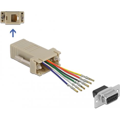 Adaptador modular DB9 hembra a RJ12 6P/6C hembra Gris