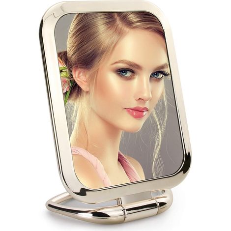 1 Miroir de poche double face 1x/3x, pliable, rotation 180°, carré, multi-supports, voyage (1/5)