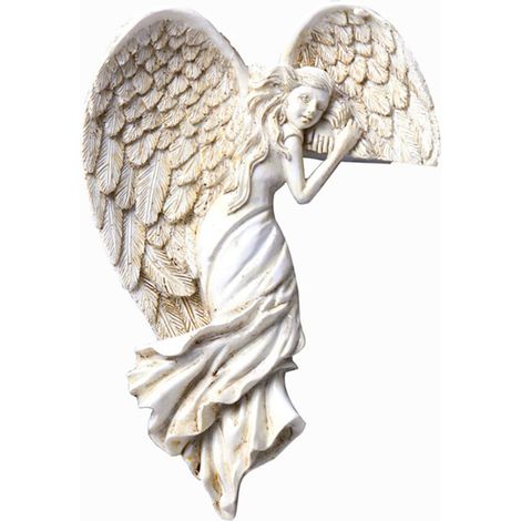 Statuette Ange - Décoration Murale En Résine Pour Cadre De Porte - Blanc - 16 x 11 cm - Lot De 1 (1/5)