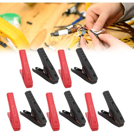 Pinces crocodiles 30A pour alimentations de secours de véhicules, J.60058. Pinces crocodiles pour batteries, rouges et noires, vendues par lots de 5. (1/5)