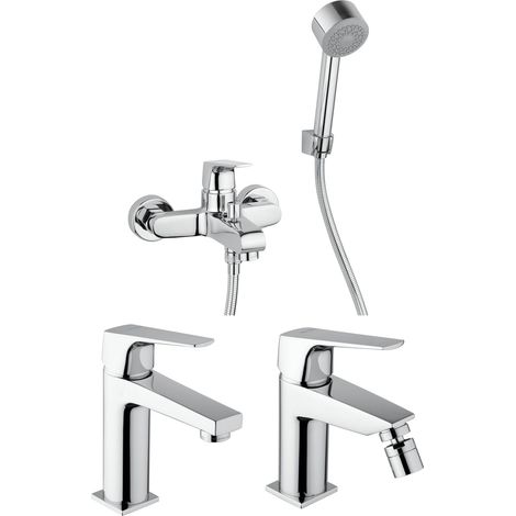 Pacchetto rubinetteria bagno completo vasca, lavabo, bidet Piralla Iceberg KITICE7CR