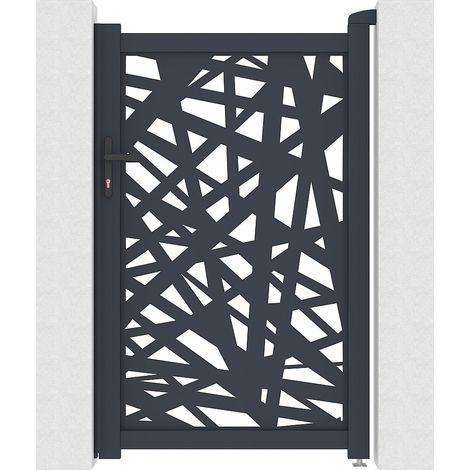 Cancelletto a battente in alluminio con motivo geometrico in taglio laser L103 x H166 cm Antracite - NATAFO