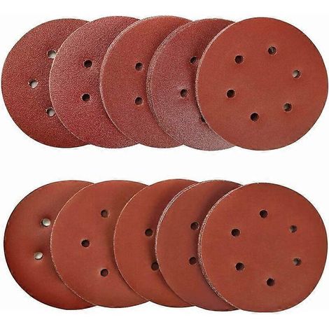 100 Pices 150mm disques abrasifs Disque de Ponage Disques Abrasifs 40/80/120/180/320/600/800/1000/1500/2000 Grain Idal pour Poncer/Polir/Drouiller pou (1/5)