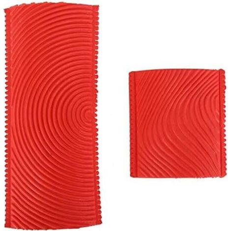 KZQ - Set di 2 strumenti per venature del legno, rullo con manico, rullo in gomma, strumento per venature del legno, pittura effetto legno finto per decorazioni murali (rosso, 15×3,5 cm) (1/4)