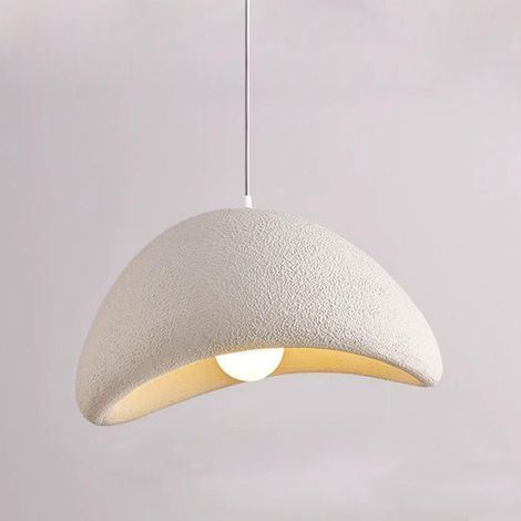 Lustre vintage en ciment E27 blanc – abat - jour de 20 cm pour salon, cuisine, salle à manger – 1 lampe, max 60 watts, 220 - 240 volts (1/5)