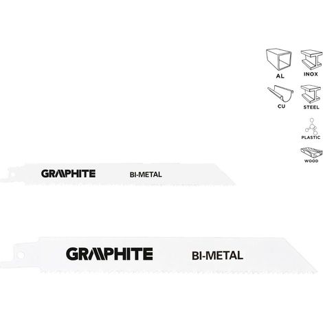 2 x Graphite Ersatzsägeblatt für Säbelsäge Größe 225 mm (1/4)