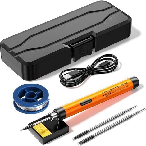 Kit de soldador inalámbrico, recargable por USB, 8 W, con tres puntas de soldadura, temperatura ajustable de 300 ℃ a 450 ℃, lápiz de soldar eléctrico para reparaciones (1/4)
