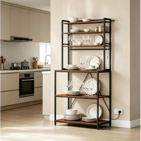 Meuble rangement cuisine 6 étagères avec prises OKMYHOME (1/5)
