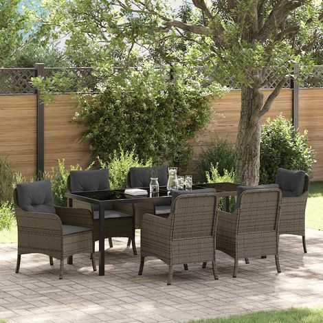 Teenpull – Garten Essgruppe 7 Stk. Grau Poly-Rattan (1/5)