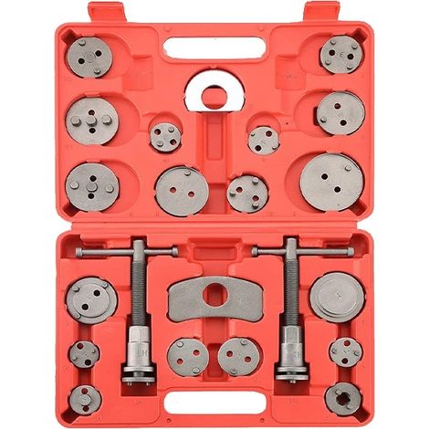 Jeu d'outils pour étriers de frein, 22 pièces, plaques de maintien incluses, compatible avec divers véhicules, construction en acier robuste, boîte de rangement organisée (1/5)