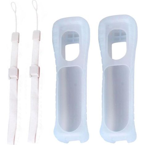 2 coques blanches en silicone avec dragonne pour manette Nintendo Wii (1/5)