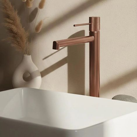 Exagonshop Miscelatore alto lavabo senza scarico in ottone oro