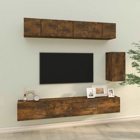 vidaXL 6 Piece TV Cabinet Set Smoked Oak Engineered Wood (1/5)
