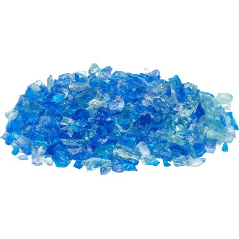 Mophorn Reflektierendes Feuerglas, 4,5 kg, Glassteine für Feuerstellen, 12-19 mm zerkleinerte Glasstücke für Propangas-Feuerstellen und Kamine, Aquablau + Karibikblau + Aquagrün