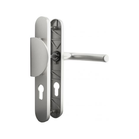 Ouvre&Déco – Poignée de porte palière en Aluminium anodisé argent sur plaque Clé I entraxe 195 mm, PALIERE
