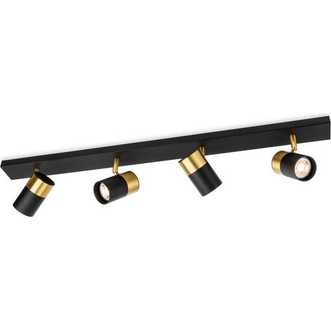 Firstlight Roma Barre lumineuse Roma 4 LED noire avec ampoules GU10 en laiton brossé