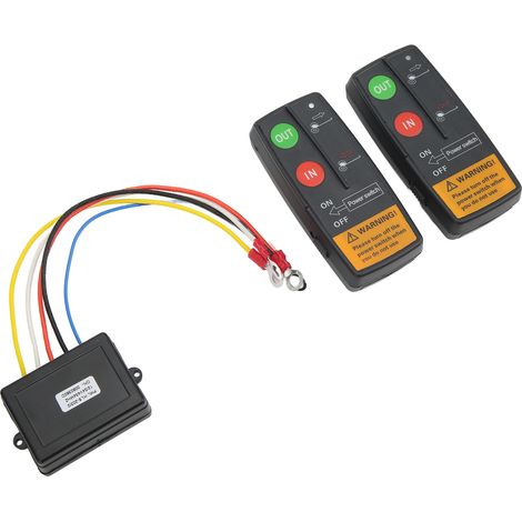 Kit télécommande sans fil pour treuil 12V 24V, distance 75 pieds, commande universelle pour treuil électrique de véhicule (1/5)