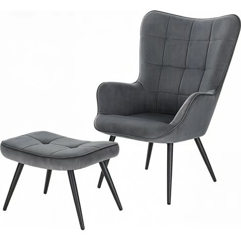 Fauteuil TV élégant et pouf, ensemble de siège confortable, fauteuil relax avec pouf (uniquement avec fauteuil et pouf) (1/5)