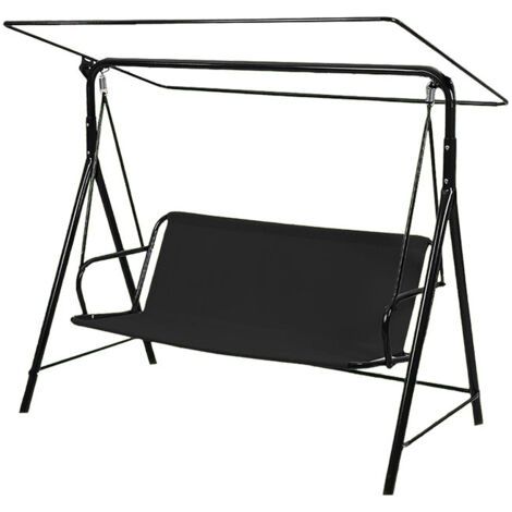 QORVA-148 x 50 x 50 cm - Noir Housse de rechange pour balancelle de jardin en tissu Oxford 600D durable  Ajustement universel pour balancelle 3 places
